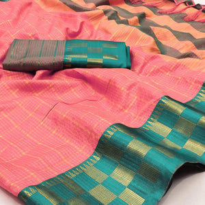 Gajari Pink Woven Cotton Silk Saree