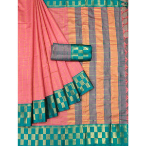 Gajari Pink Woven Cotton Silk Saree