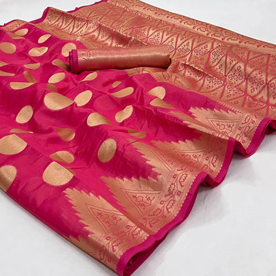 Gajari Pink Woven Organza Saree