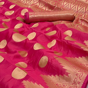 Gajari Pink Woven Organza Saree