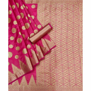 Gajari Pink Woven Organza Saree