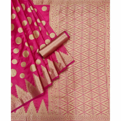 Gajari Pink Woven Organza Saree