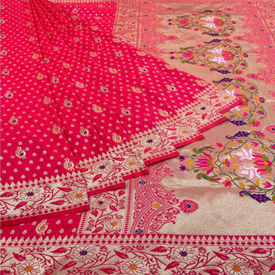 Gajari Pink Zari Woven Art Silk Saree