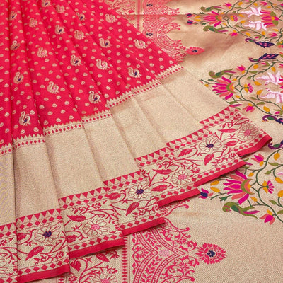 Gajari Pink Zari Woven Art Silk Saree