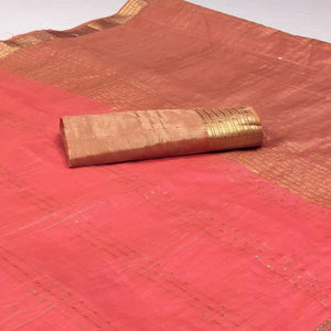 Gajari Woven-Sequins Work Chanderi Saree
