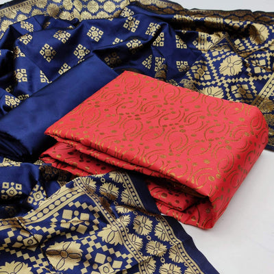 Gajri  Festive Wear Woven Banarasi Silk Dress Material
