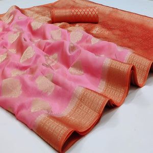 Gajri Pink Festive Wear Woven Art Silk Double Dying Sarees With Zari Border