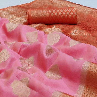 Gajri Pink Festive Wear Woven Art Silk Double Dying Sarees With Zari Border