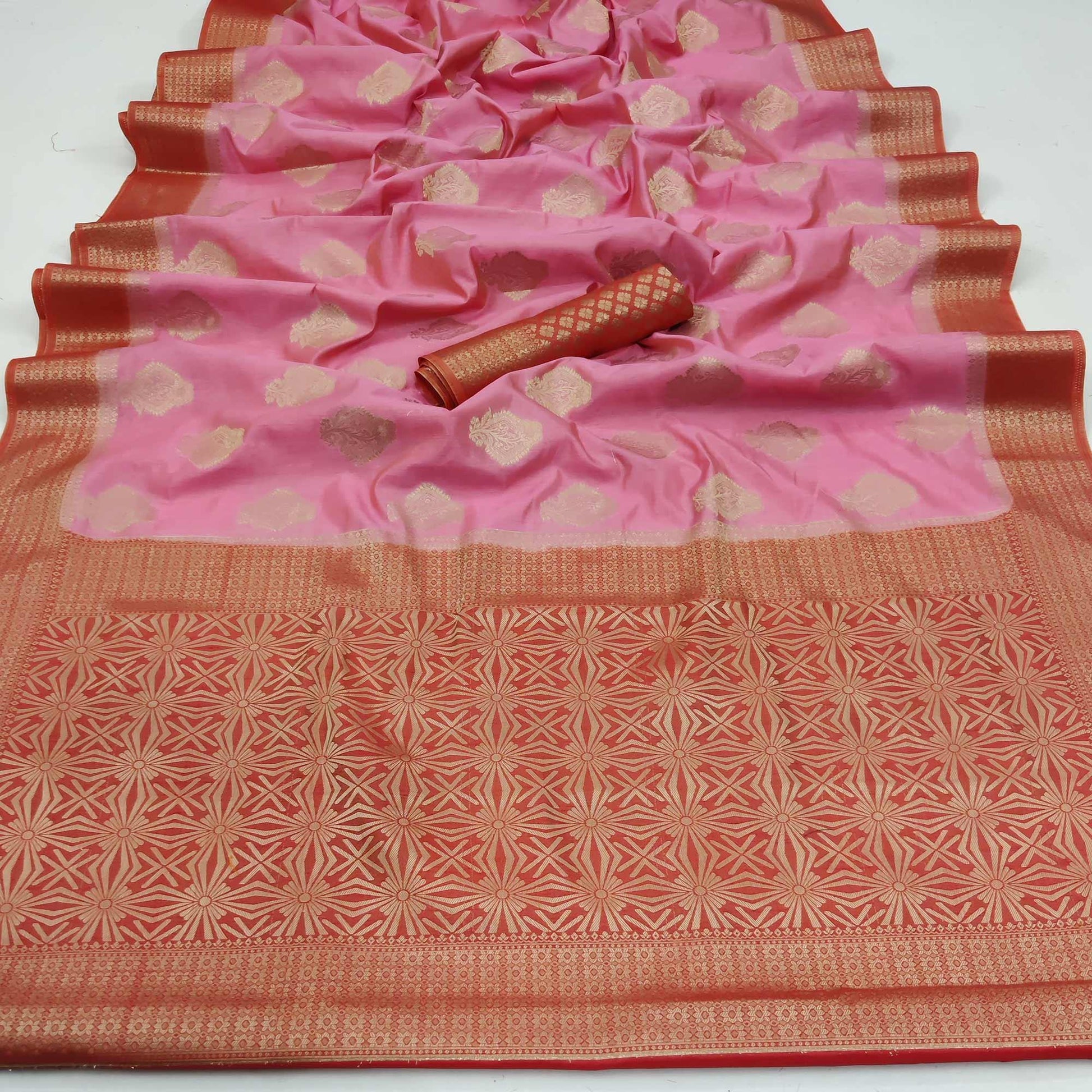 Gajri Pink Festive Wear Woven Art Silk Double Dying Sarees With Zari Border