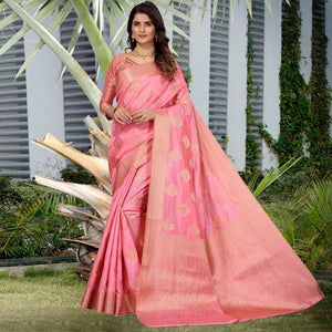 Gajri Pink Festive Wear Woven Art Silk Saree