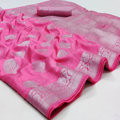 Gajri Pink Festive Wear Woven Art Silk Saree