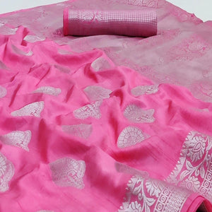 Gajri Pink Festive Wear Woven Art Silk Saree