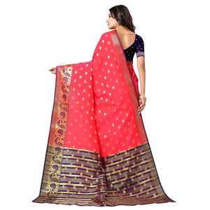 Gajri Pink Festive Wear Woven Soft Silk Saree With Jacquard Border