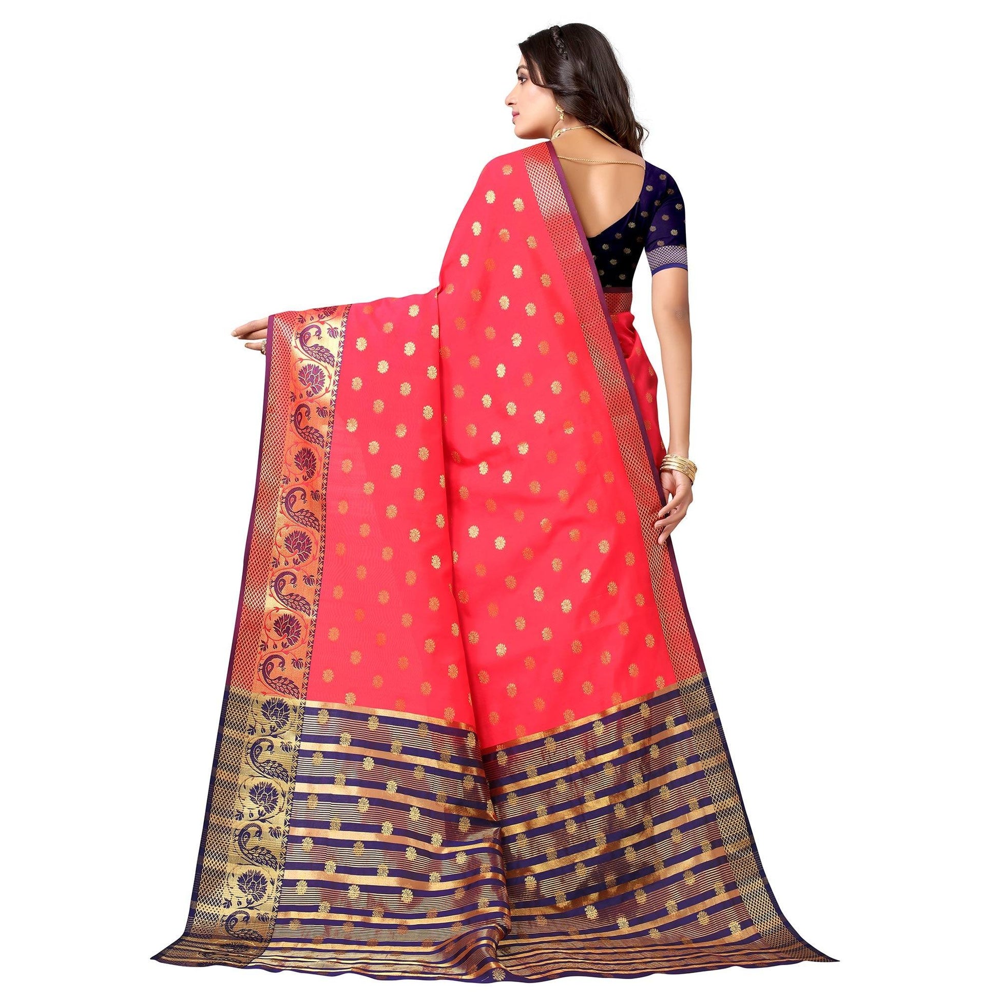 Gajri Pink Festive Wear Woven Soft Silk Saree With Jacquard Border