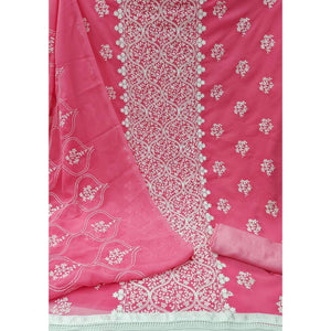 Gajri Pink Floral Embroidered Georgette Dress Material