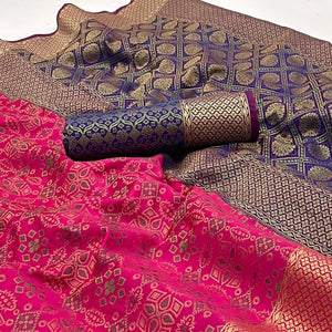 Gajri Pink Woven Patola Art Silk Saree
