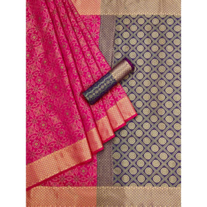 Gajri Pink Woven Patola Art Silk Saree