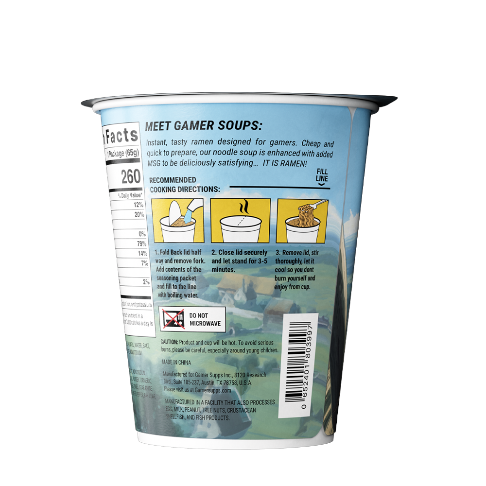Gamer Soups Instant Noodles - Curry (24 Cup Box)