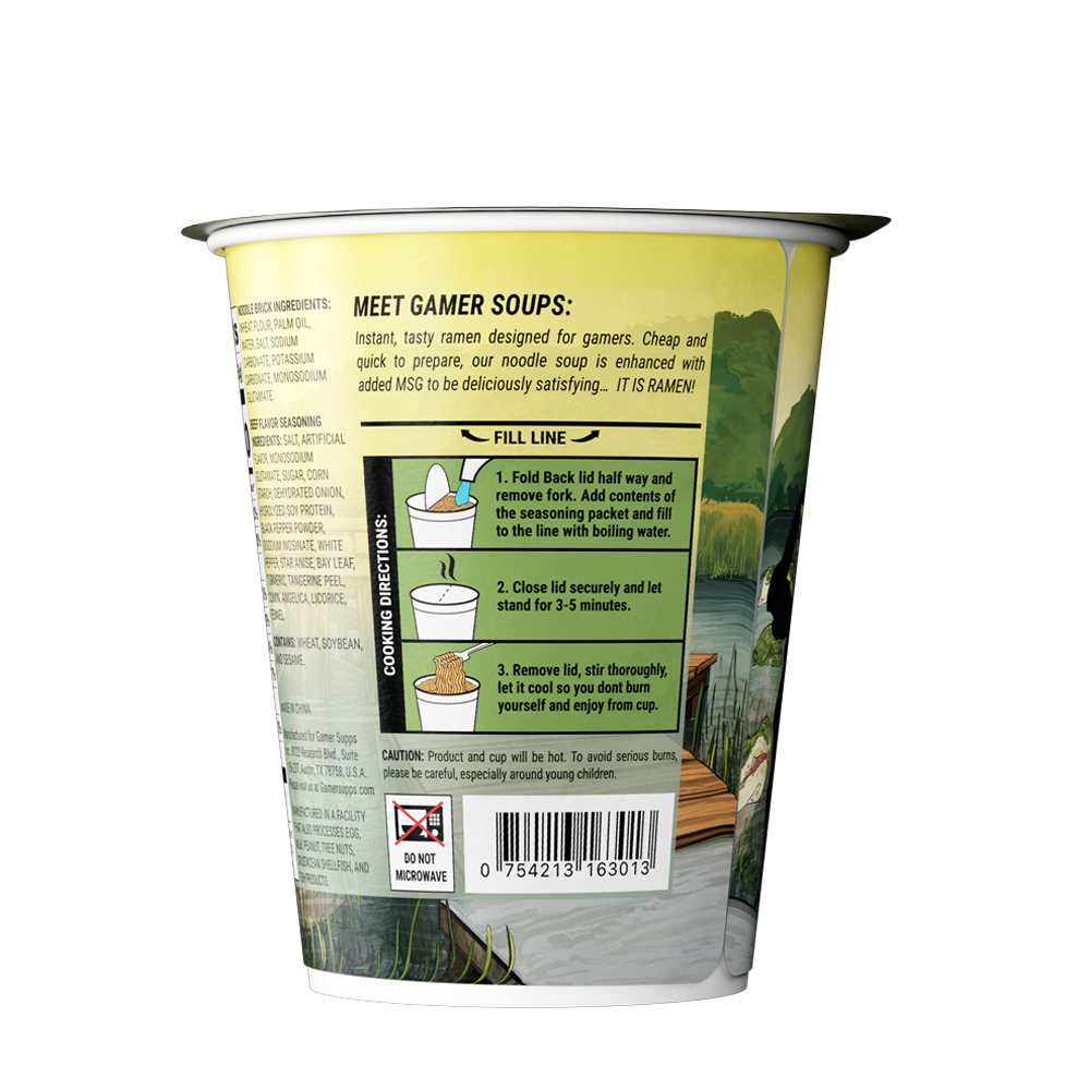 Gamer Soups Instant Noodles - Swamp Assassin (24 Cup Box)