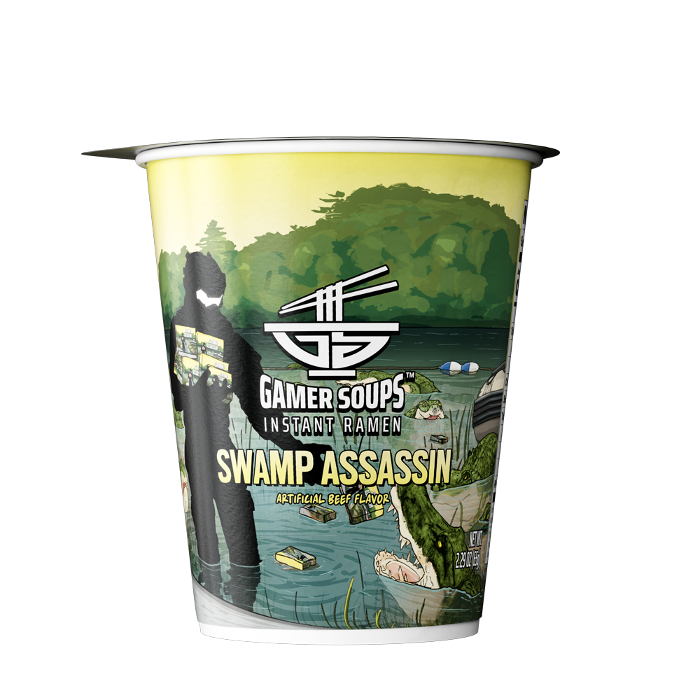 Gamer Soups Instant Noodles - Swamp Assassin (24 Cup Box)