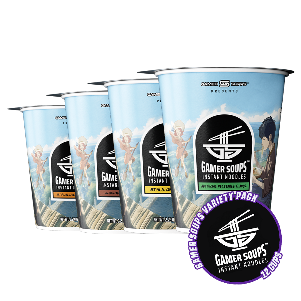 Gamer Soups Instant Noodles - Variety Pack (12 Cup Box)