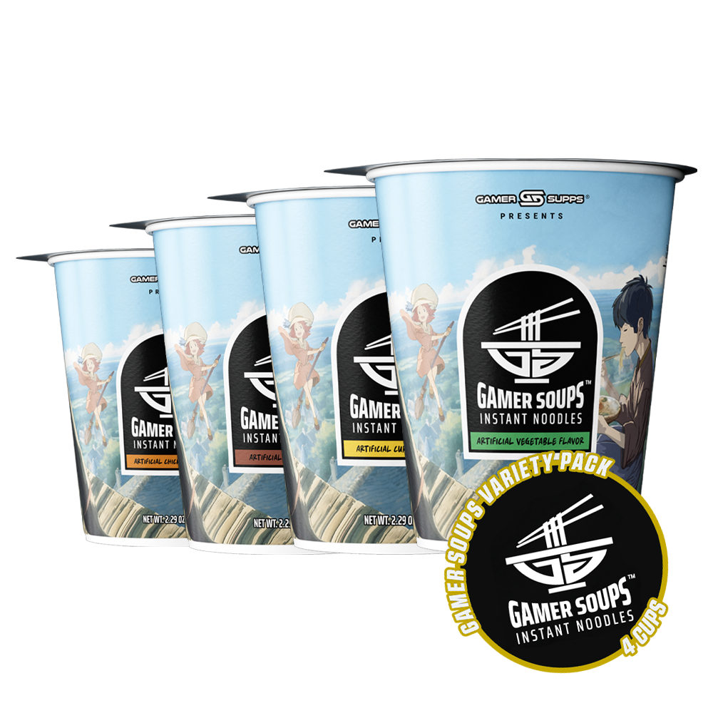 Gamer Soups Instant Noodles - Variety Pack (4 Cup Box)