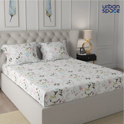 Fitted King Size Cotton Bedsheet - Gardenplant Mint Green