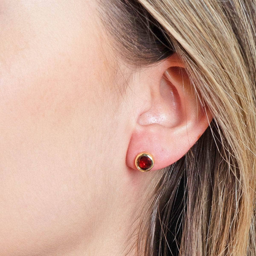 Garnet Silver or Gold Stud Earrings