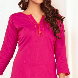 Girlish Pink Colored Casual Wear Cotton Suit