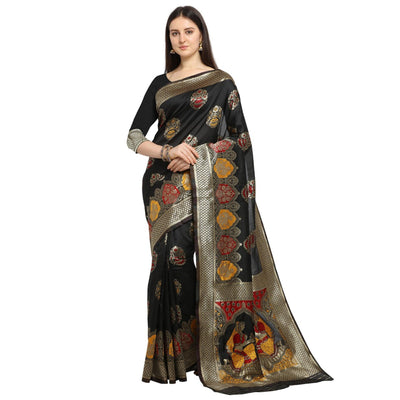 Gleaming Black Colored Festive Wear Woven Banarasi Silk Saree