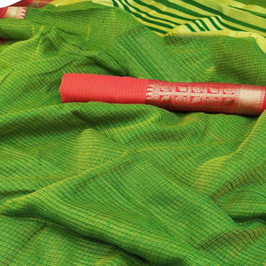Gleaming Green Colored Festive Wear Woven Silk Saree