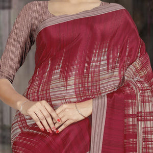 Gleaming Maroon Colored Casual Wear Printed Crepe Saree