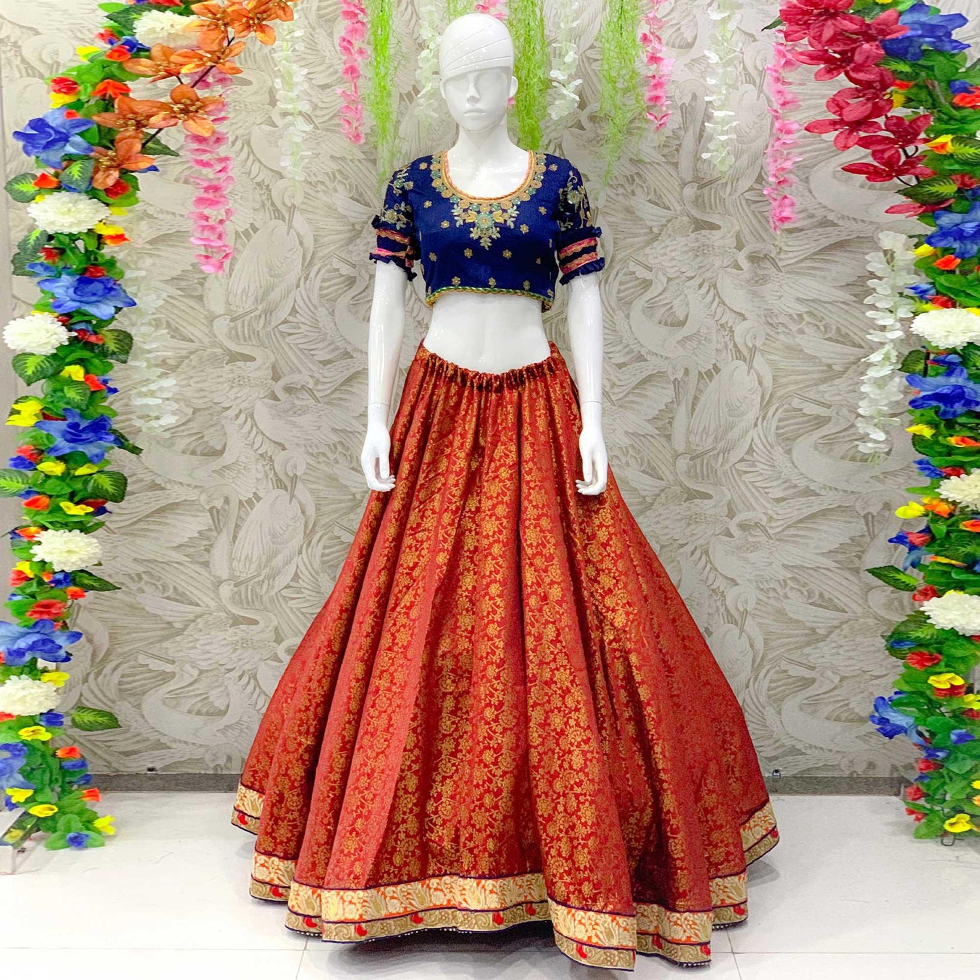 Gleaming Maroon Colored Designer Wedding Wear Woven Banarasi Silk Lehenga Choli