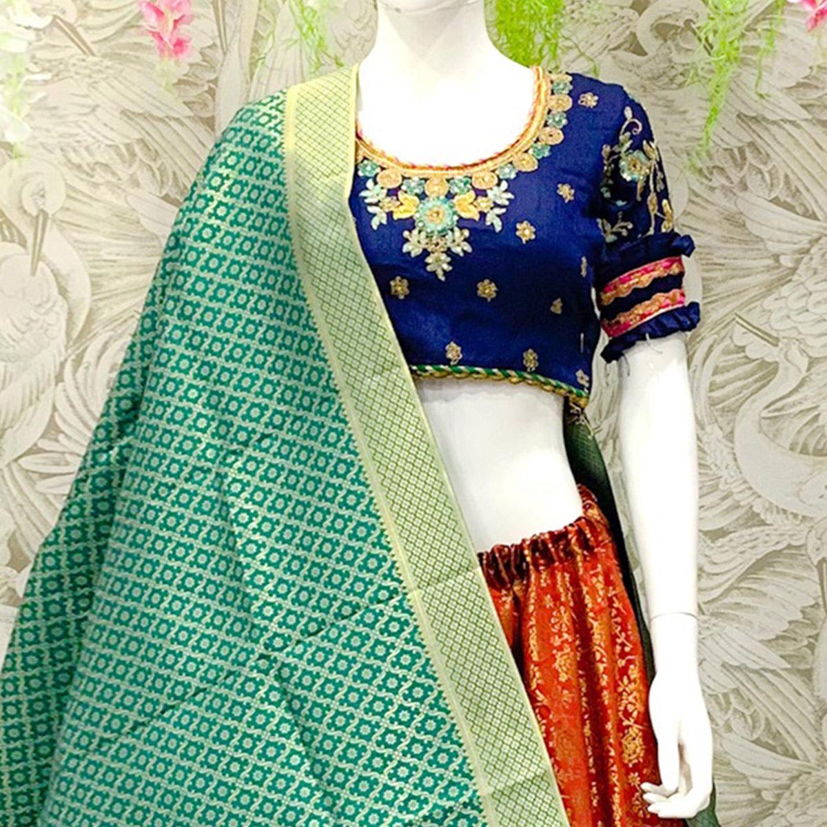 Gleaming Maroon Colored Designer Wedding Wear Woven Banarasi Silk Lehenga Choli