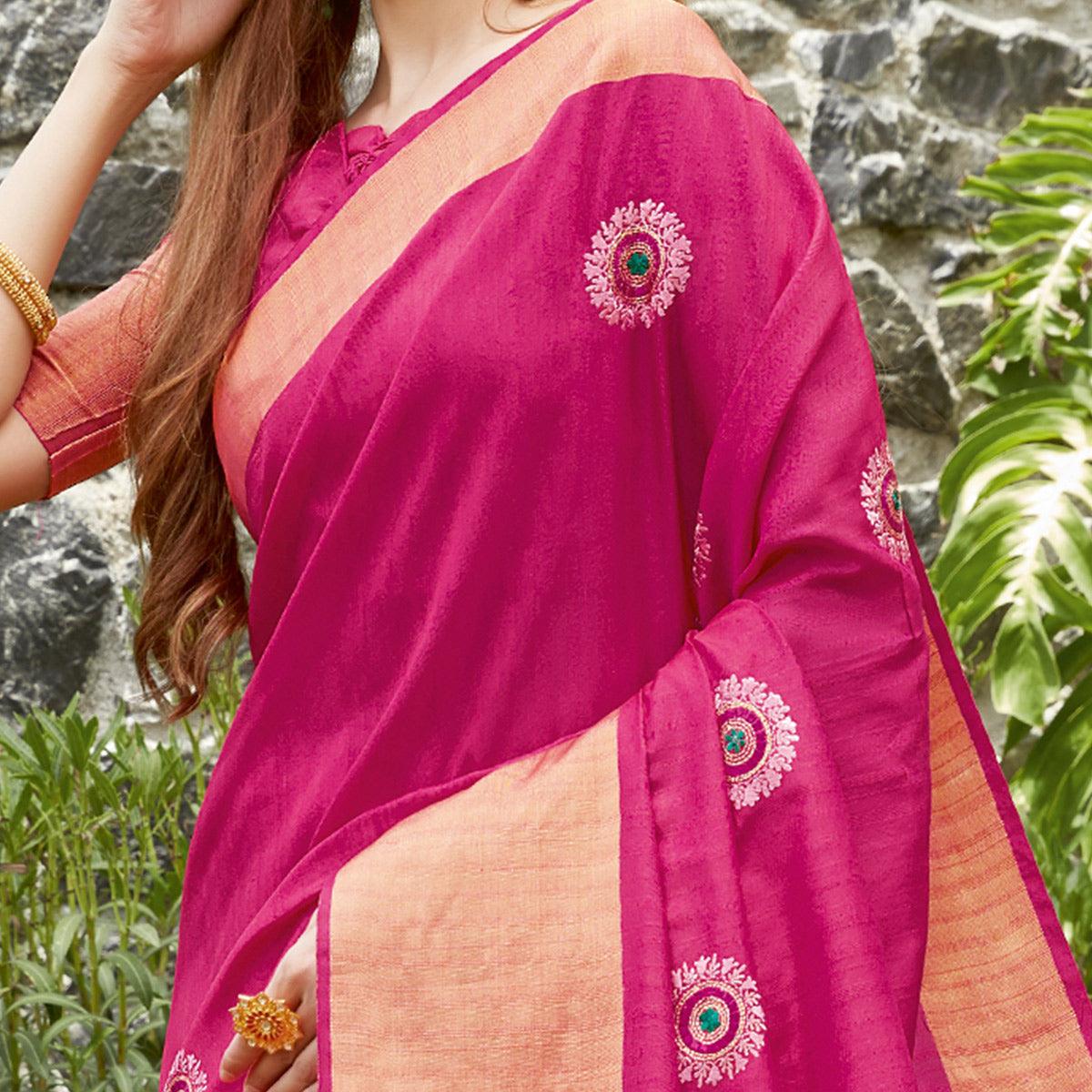 Gleaming Maroon Colored Festive Wear Woven Silk Saree
