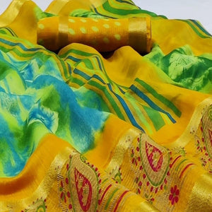 Gleaming Multi Colored Casual Wear Printed Cotton Saree