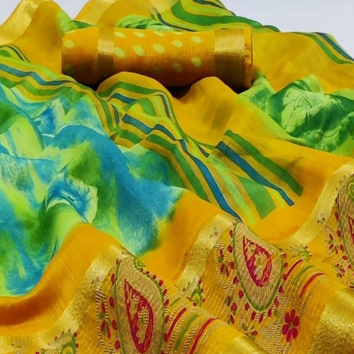 Gleaming Multi Colored Casual Wear Printed Cotton Saree