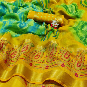 Gleaming Multi Colored Casual Wear Printed Cotton Saree