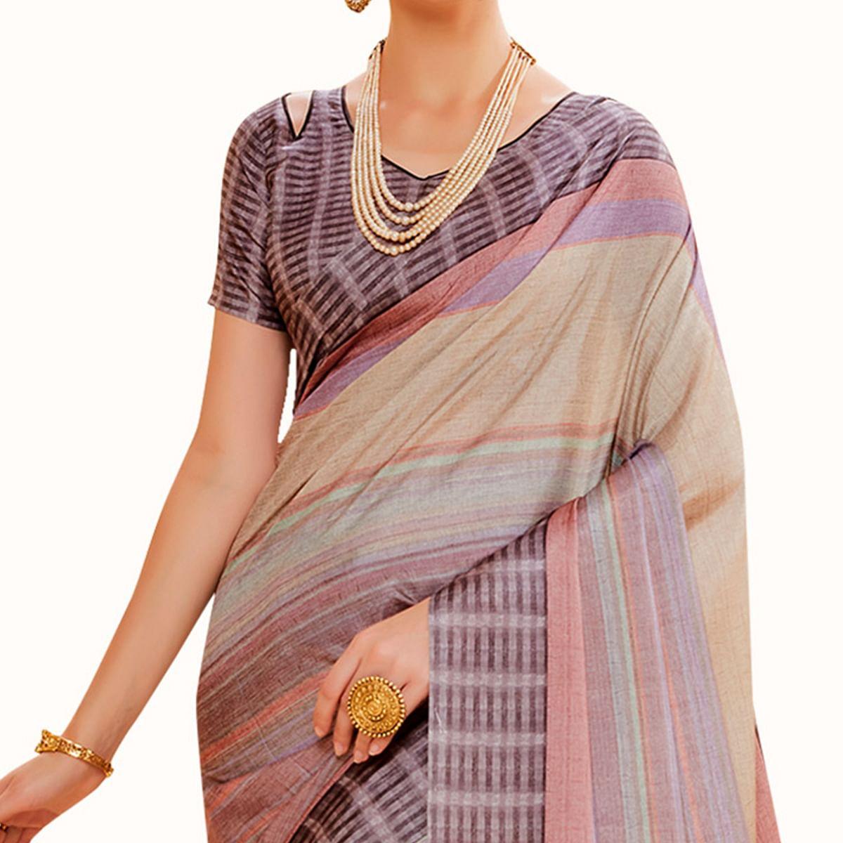 Gleaming Multi Colored Festive Wear Printed Manipuri Silk Saree