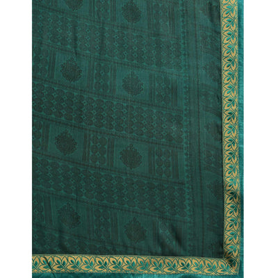 Gleaming Olive Green Colored Partywear Printed Rangoli Silk Saree