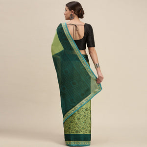 Gleaming Olive Green Colored Partywear Printed Rangoli Silk Saree