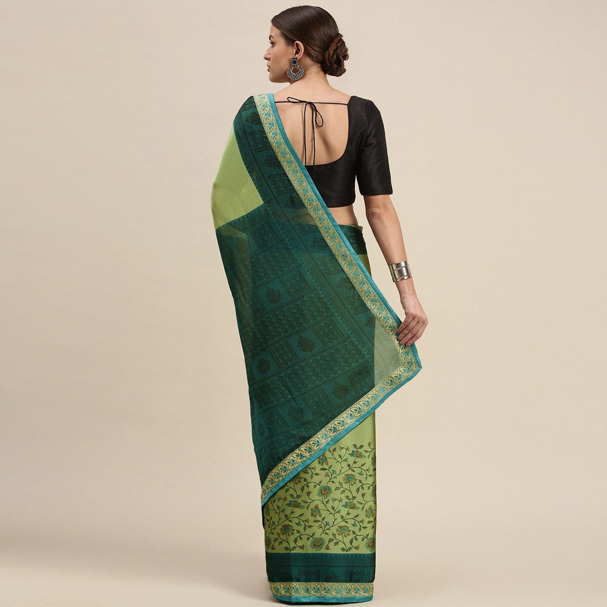 Gleaming Olive Green Colored Partywear Printed Rangoli Silk Saree