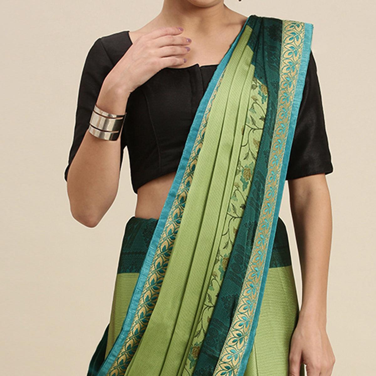 Gleaming Olive Green Colored Partywear Printed Rangoli Silk Saree