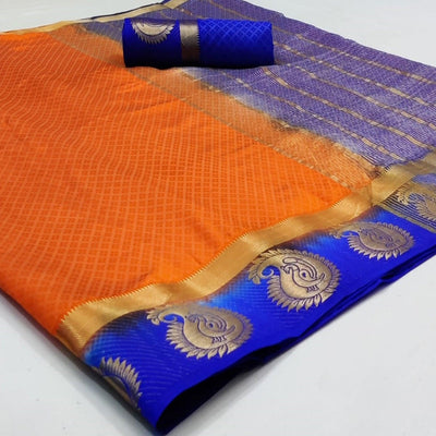 Gleaming Orange Coloured Festive Wear Woven Art Silk Saree