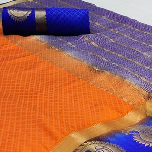 Gleaming Orange Coloured Festive Wear Woven Art Silk Saree