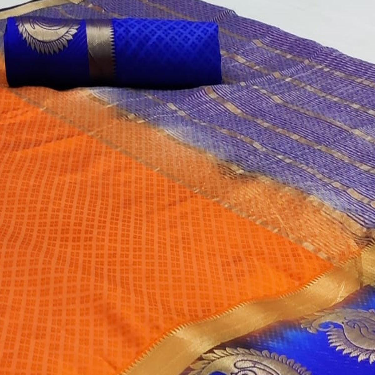 Gleaming Orange Coloured Festive Wear Woven Art Silk Saree
