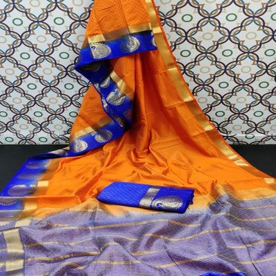 Gleaming Orange Coloured Festive Wear Woven Art Silk Saree
