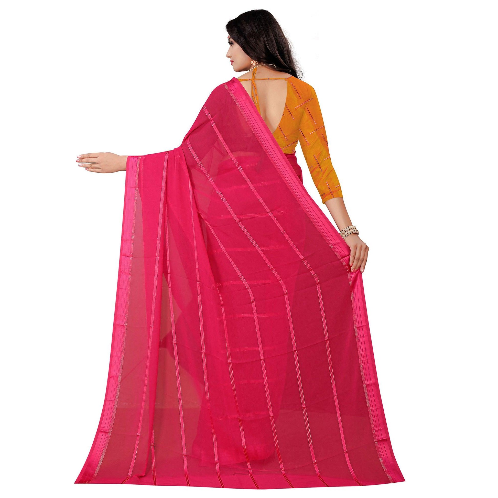 Gleaming Pink Colored Casual Wear Georgette Saree