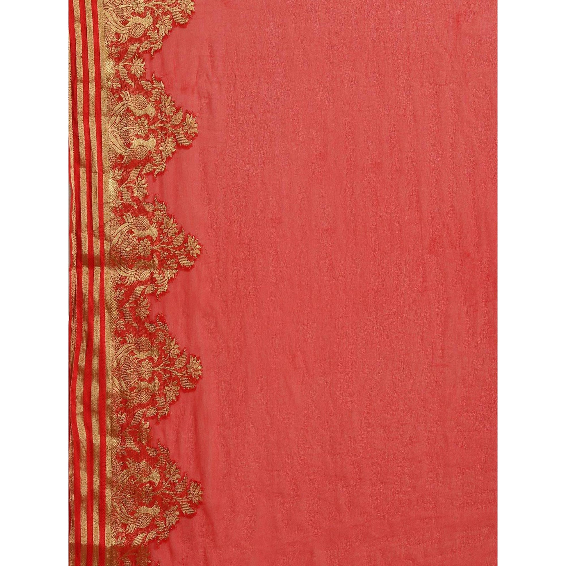 Gleaming Red Colored Festive Wear Woven Chiffon Saree
