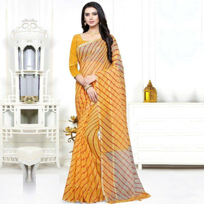 Gleaming Yellow Colored Casual Wear Stripe Printed Kota Doria Cotton Saree With Tassels